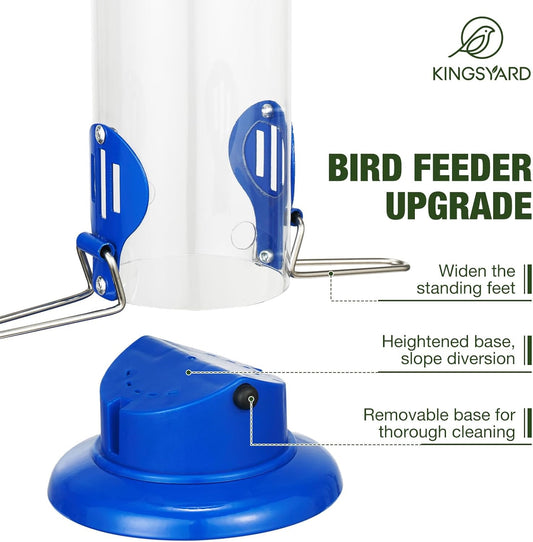 Upgraded Bluebird Feeder for Outdoors Hanging, Metal Mealworm Tube Bird Feeder with Widen Perch for Wild V1258-DP02-WO-443
