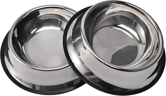 2Packs Stainless Steel Dog Bowl with Anti-Skid Rubber Base for Small/Medium/Large Pet, Perfect Dish, Pets V1258-DP02-WO-445