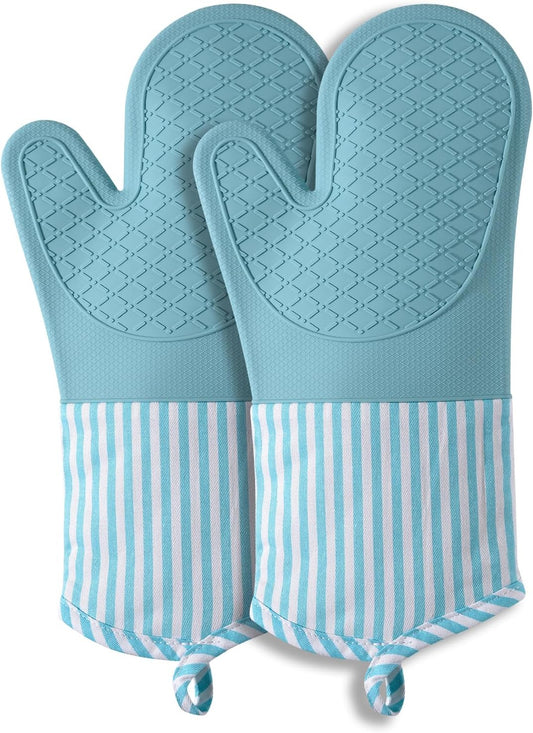 Silicone Oven Mitts, Heat Resistant Oven Gloves with Quilted Liner, Waterproof & Non-Slip Kitchen Mittens for V1258-DP02-WO-447