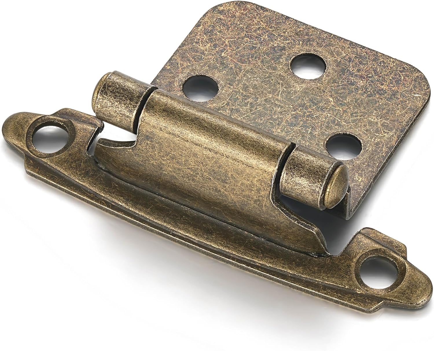 10 Pack (5 Pair) Antique Brass Self Closing Cabinet Hinges for Kitchen Cabinet Door, 1/2" Overlay (Variable) V1258-DP02-WO-452