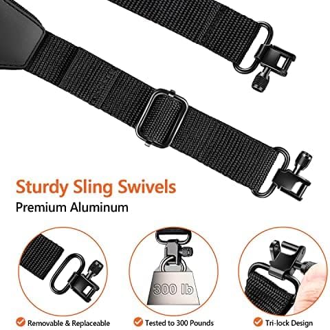 Two Point Sling with Swivels, Comfortable Neoprene Padded, Length Adjustable Shoulder Strap for Outdoors V1258-DP02-WO-464