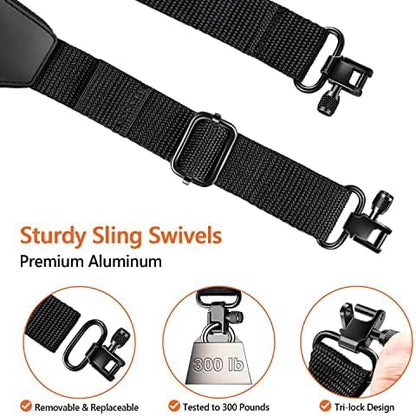 Two Point Sling with Swivels, Comfortable Neoprene Padded, Length Adjustable Shoulder Strap for Outdoors V1258-DP02-WO-464
