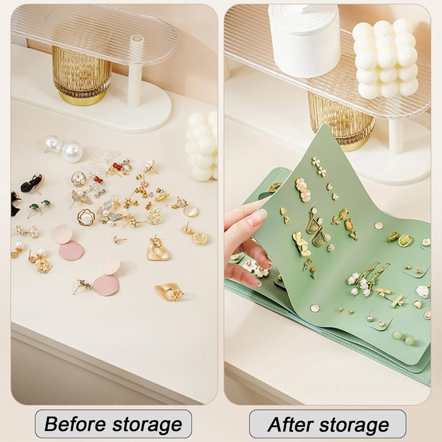 Earring Holder Organizer with Foldable Book Design Jewelry Book Organizer, Portable Pu Leather Travel Earring V1258-DP02-WO-465