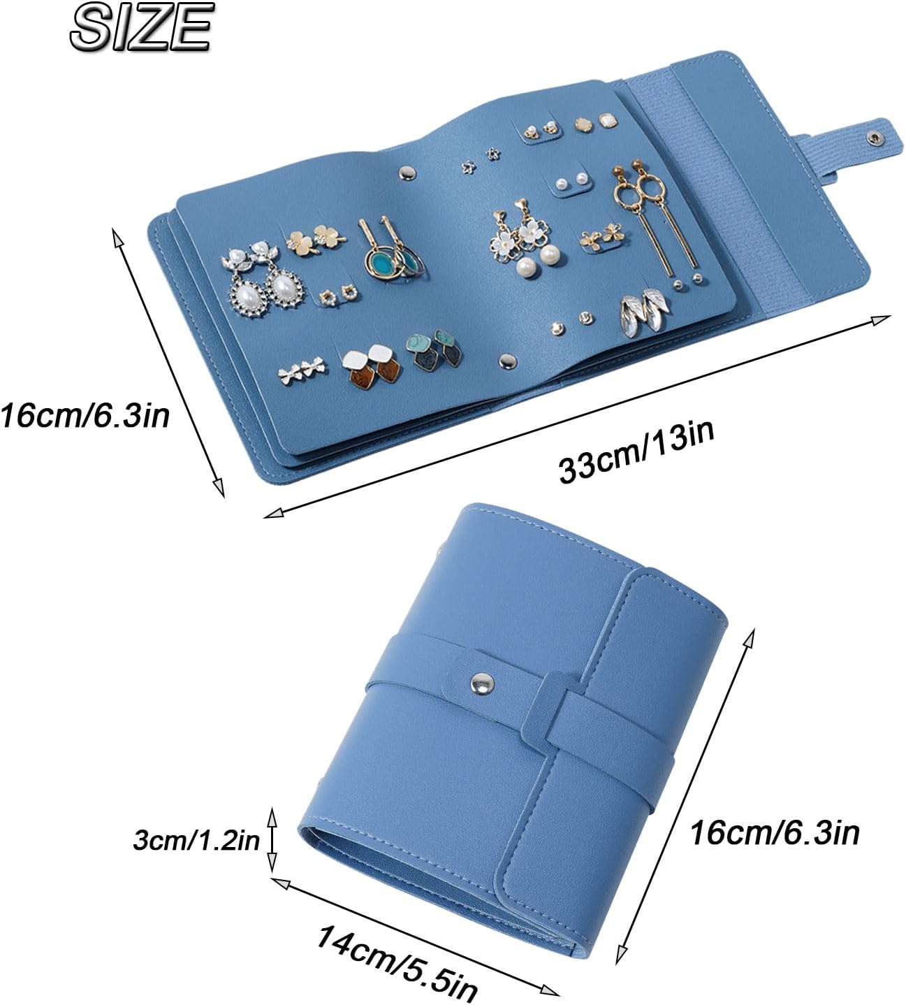 Earring Holder Organizer with Foldable Book Design Jewelry Book Organizer, Portable Pu Leather Travel Earring V1258-DP02-WO-466