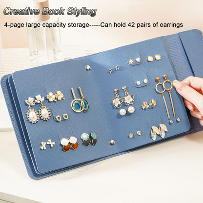 Earring Holder Organizer with Foldable Book Design Jewelry Book Organizer, Portable Pu Leather Travel Earring V1258-DP02-WO-466