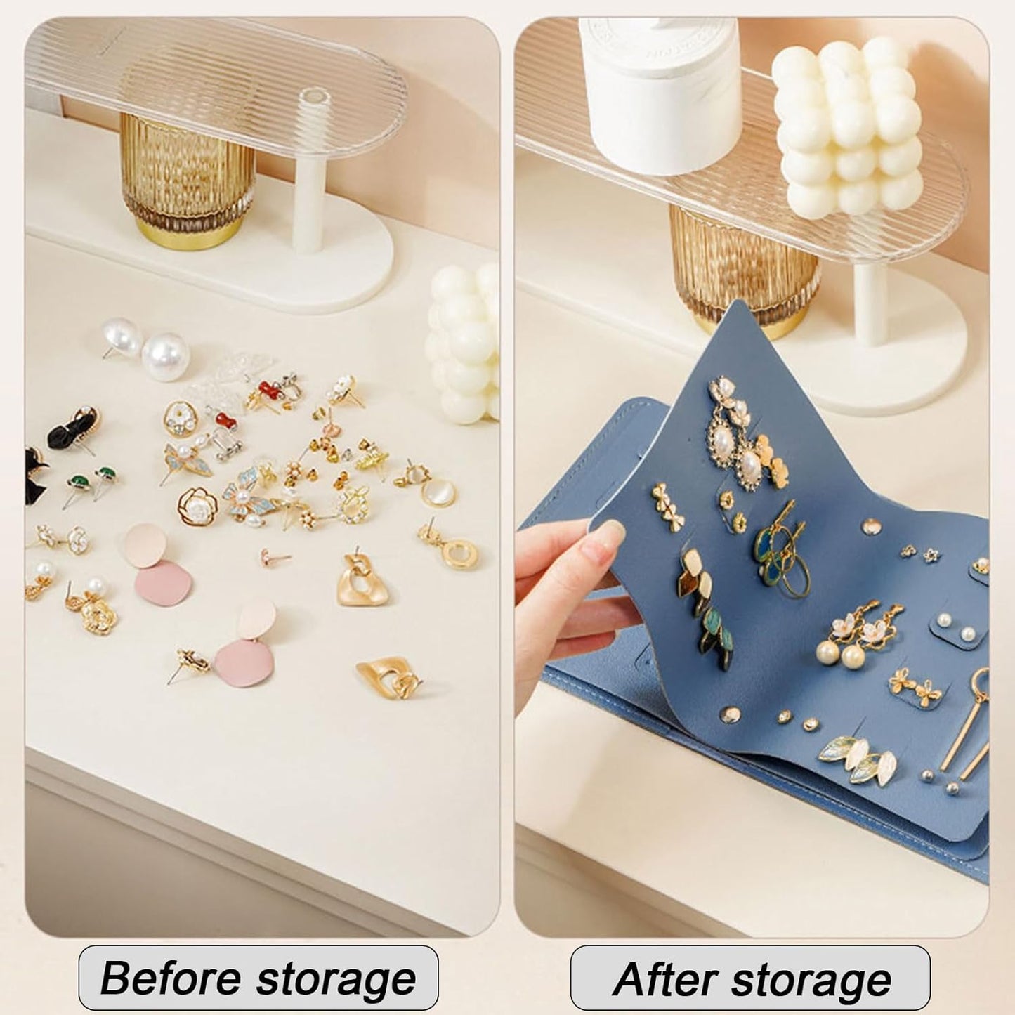 Earring Holder Organizer with Foldable Book Design Jewelry Book Organizer, Portable Pu Leather Travel Earring V1258-DP02-WO-466