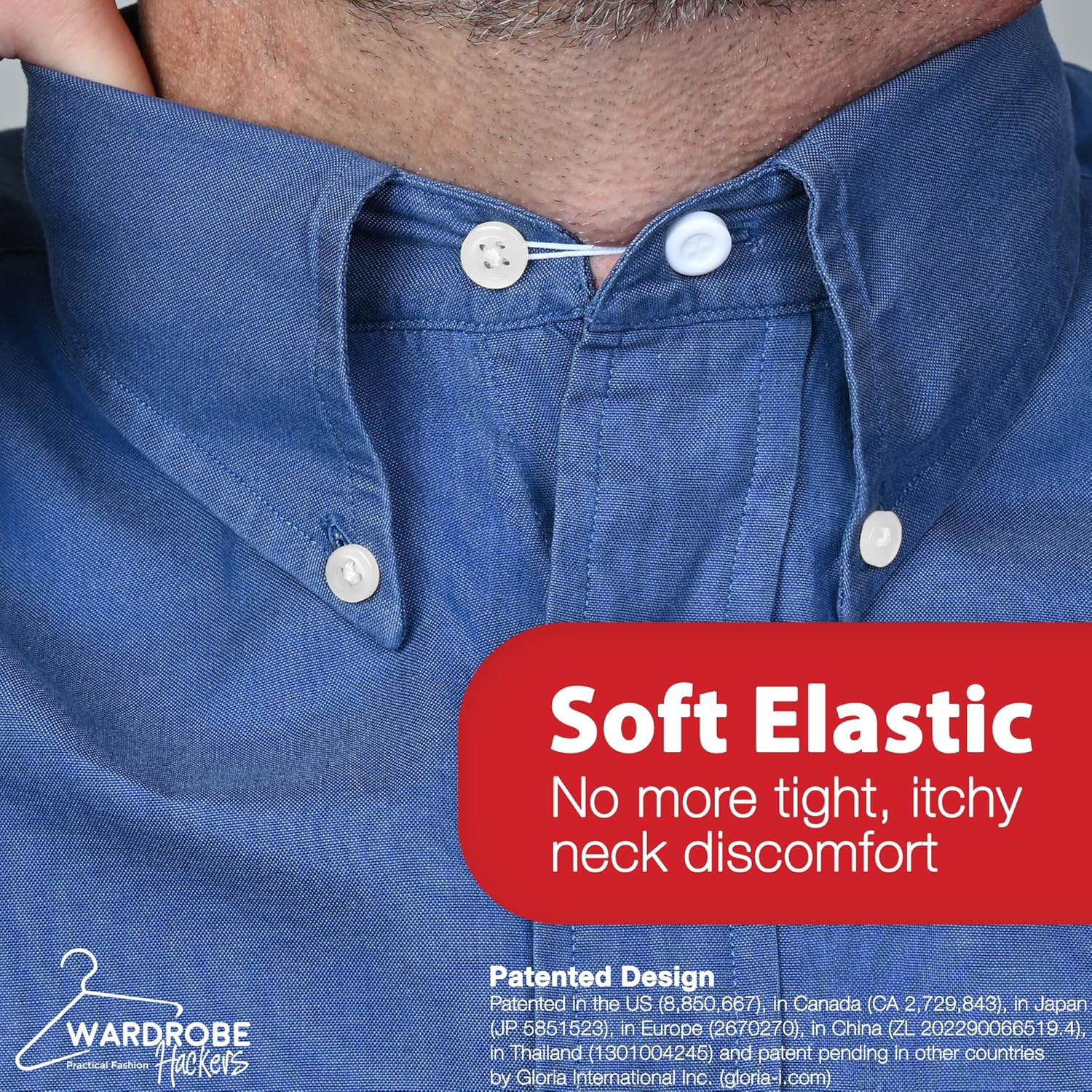 Collar Extenders for Mens Shirts Soft Elastic Expand Tight Neck Relief Dress Shirt Button Extensions V1258-DP02-WO-471