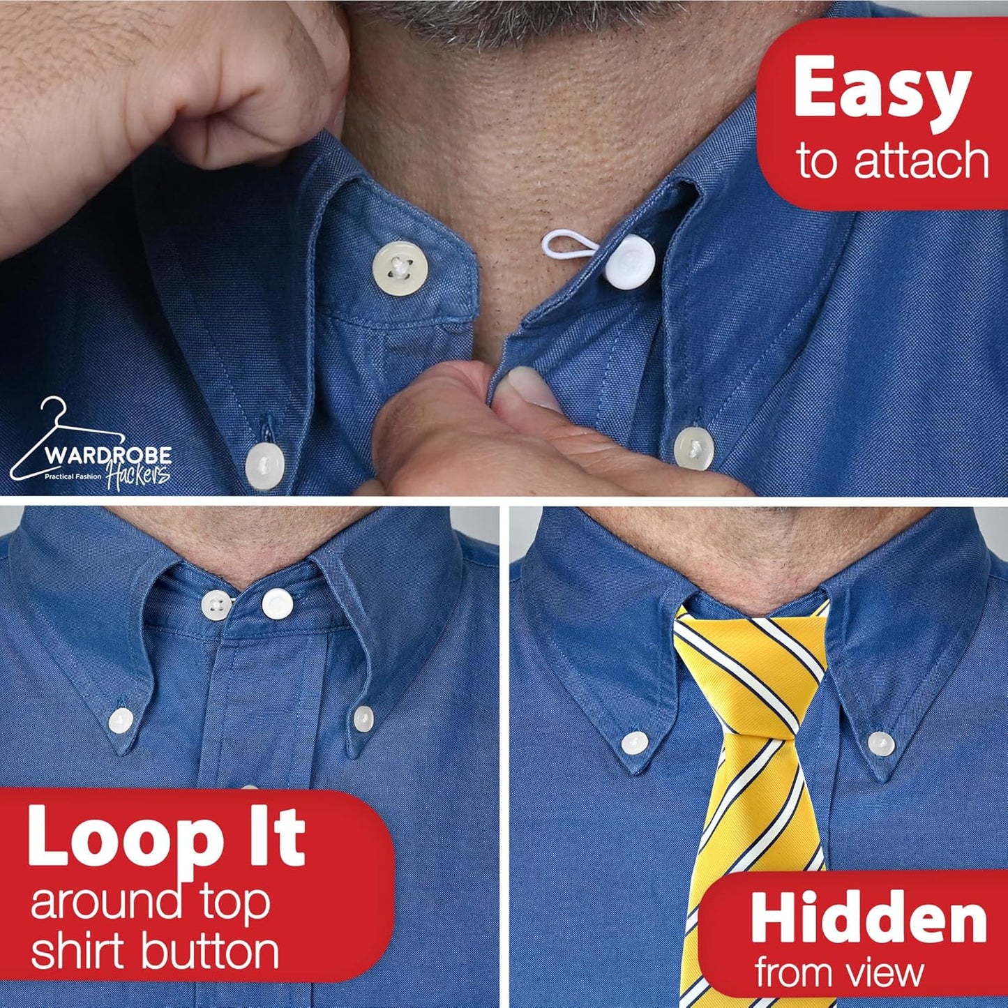 Collar Extenders for Mens Shirts Soft Elastic Expand Tight Neck Relief Dress Shirt Button Extensions V1258-DP02-WO-471