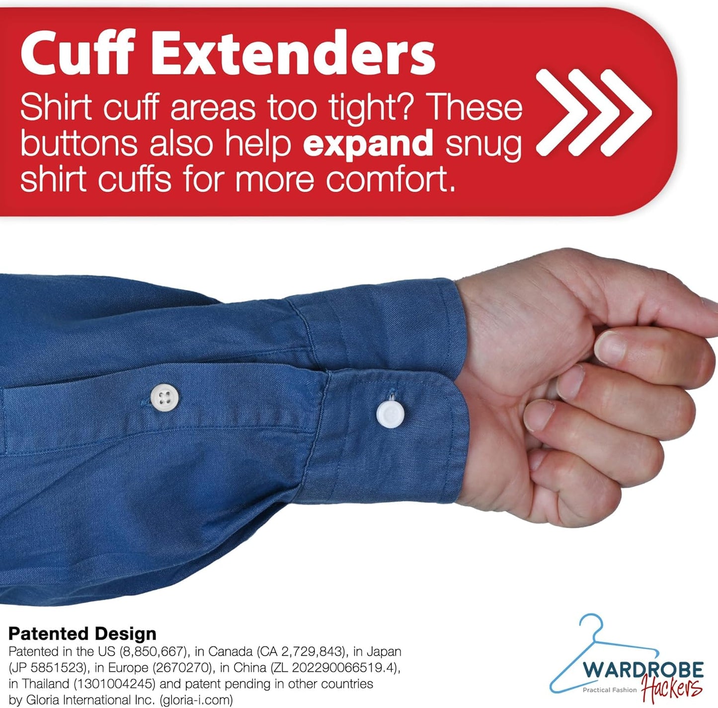 Collar Extenders for Mens Shirts Soft Elastic Expand Tight Neck Relief Dress Shirt Button Extensions V1258-DP02-WO-471