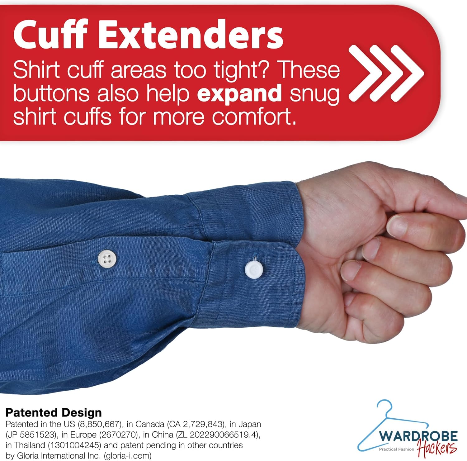 Collar Extenders for Mens Shirts Soft Elastic Expand Tight Neck Relief Dress Shirt Button Extensions V1258-DP02-WO-471