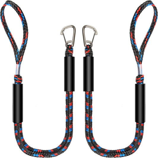 Boat Bungee Dock Lines with 316 Stainless Clips - Shock-Absorbing Jet Ski Dock Line, PWC Accessories, Boat V1258-DP02-WO-474