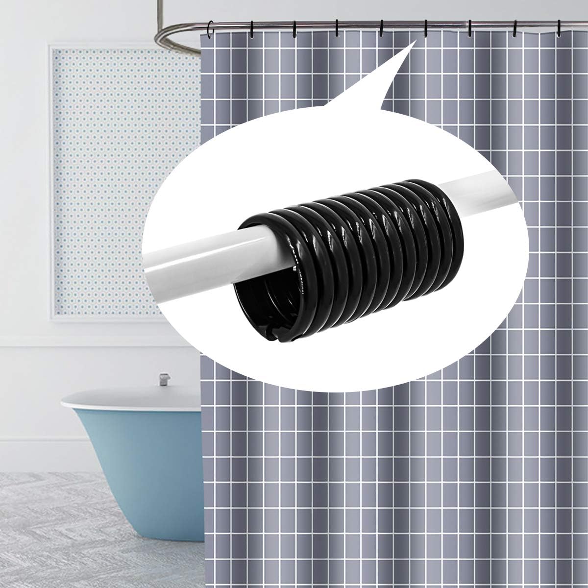 Shower Curtain Rings-12 Pack- Plastic Shower Curtain Hooks O-Shaped Rings Hook Glide Easily on Bathroom V1258-DP02-WO-482