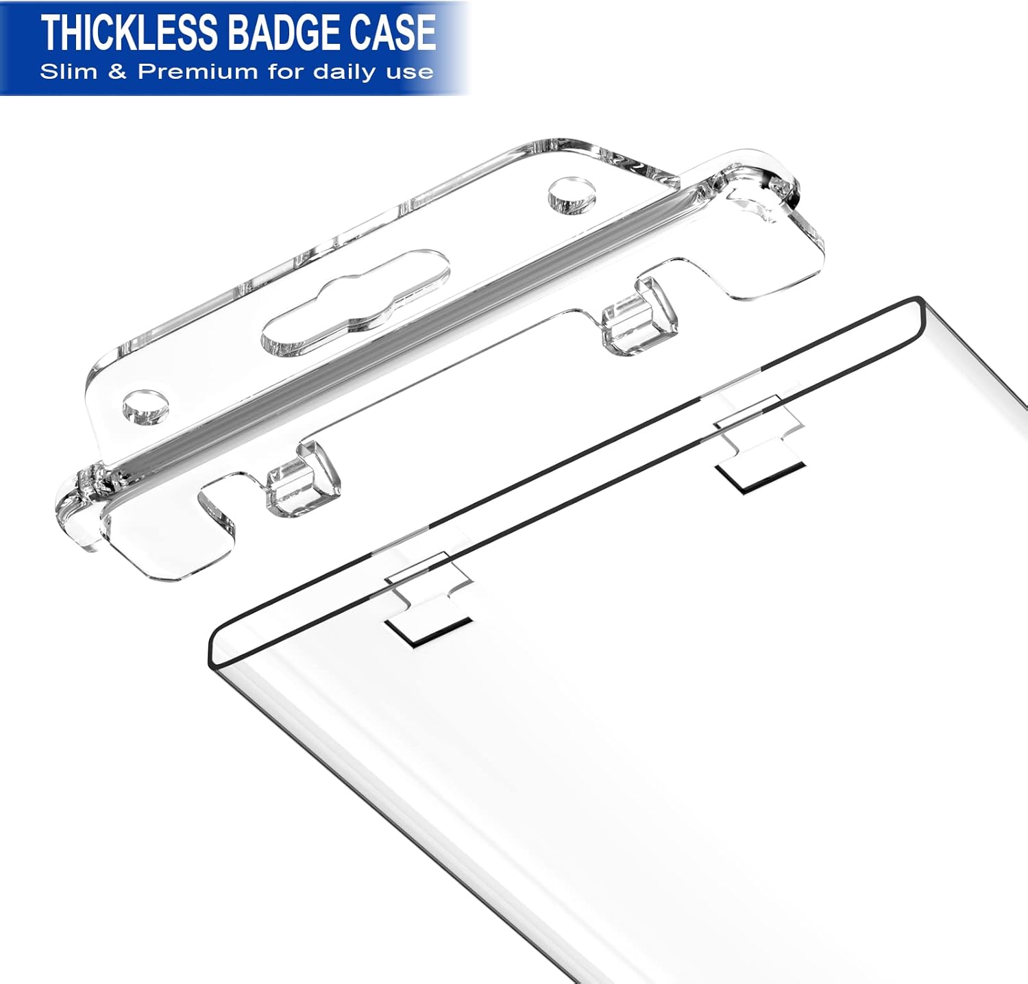 2 Pack Clear ID Badge Holder for Lanyard Hard Plastic ID Card Holder by , Permanent Locking, Vertical, Heavy V1258-DP02-WO-487