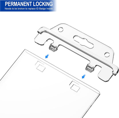 2 Pack Clear ID Badge Holder for Lanyard Hard Plastic ID Card Holder by , Permanent Locking, Vertical, Heavy V1258-DP02-WO-487