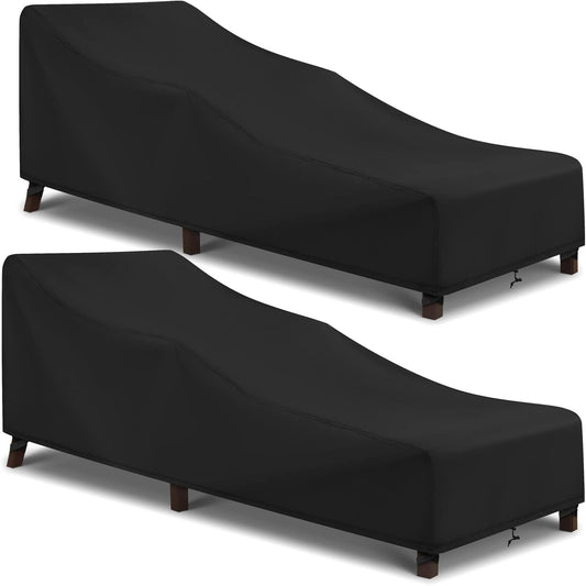 Patio Chaise Lounge Cover Water Resistant, 2 Pack of Pool Lounge Chair Covers for Outside Stackable Cushions V1258-DP02-WO-494