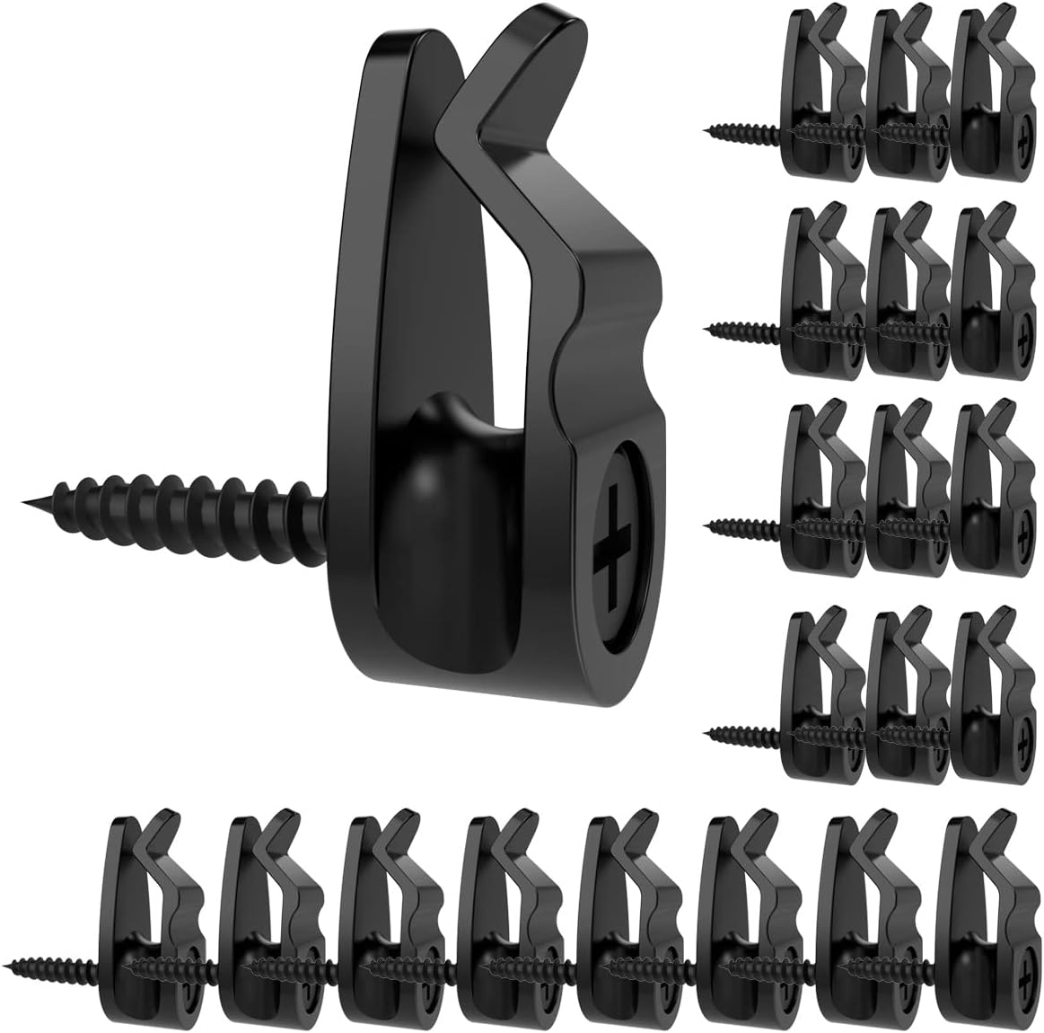 String Light Hanger Hooks,Screw in Hooks for Hanging Christmas Light,Led Fairy Led Light Clips,Black,50 Pack V1258-DP02-WO-498