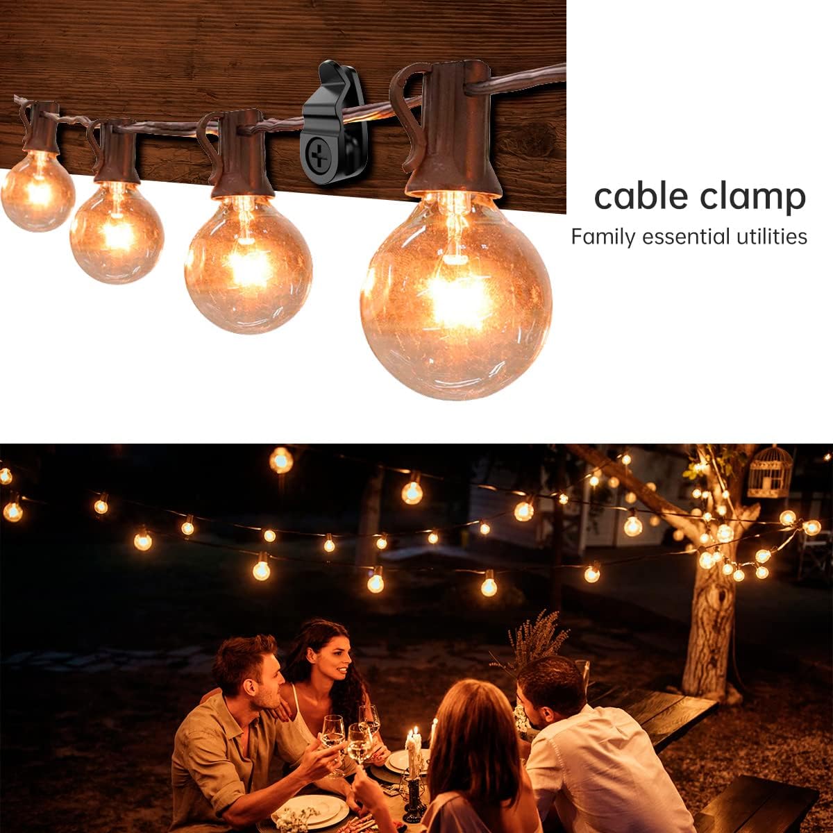 String Light Hanger Hooks,Screw in Hooks for Hanging Christmas Light,Led Fairy Led Light Clips,Black,50 Pack V1258-DP02-WO-498