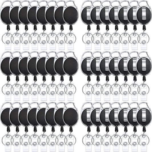 50 Pcs Heavy Duty Retractable Badge Reels Batch ID Badge Holder Retractable Clip Bulk Key Holder with Ring V1258-DP02-WO-499
