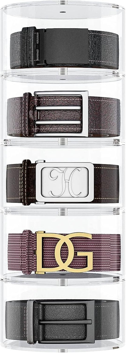Belt Organizer, Acrylic 5 Layers Belt Case Storage Holder and Display for Accessories like V1258-DP02-WO-50