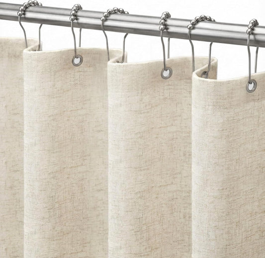 Linen Shower Curtain Fabric Boho Beige Shower Curtain Neutral Linen Shower Curtains for Bathroom Vintage V1258-DP02-WO-500