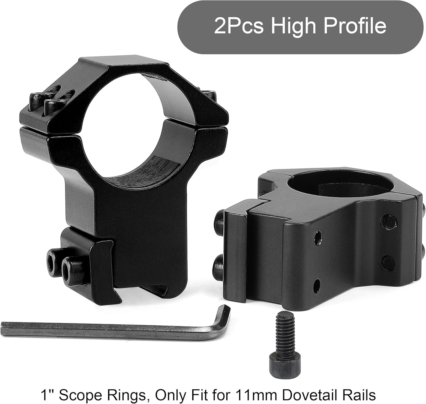 1'' Dovetail Scope Rings, 2 Pack High Profile or Medium Profile 1 Inch Scope Mount Rings for 11mm Dovetail V1258-DP02-WO-508