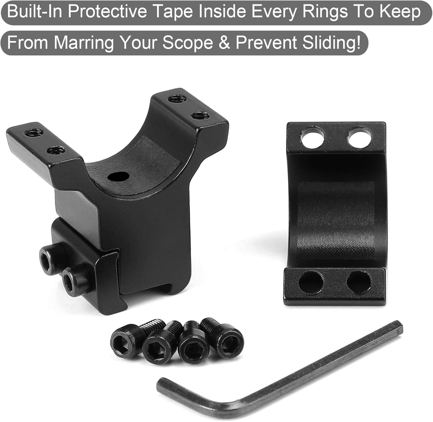 1'' Dovetail Scope Rings, 2 Pack High Profile or Medium Profile 1 Inch Scope Mount Rings for 11mm Dovetail V1258-DP02-WO-508