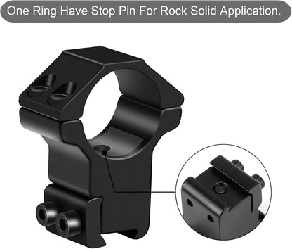 1'' Dovetail Scope Rings, 2 Pack High Profile or Medium Profile 1 Inch Scope Mount Rings for 11mm Dovetail V1258-DP02-WO-508