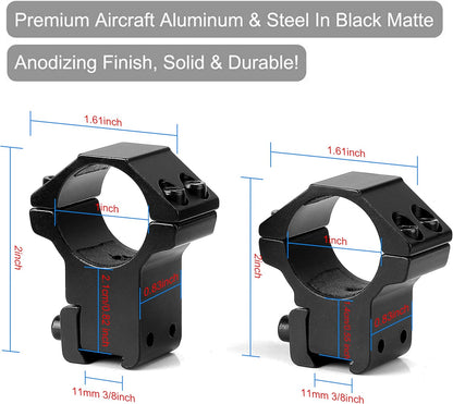 1'' Dovetail Scope Rings, 2 Pack High Profile or Medium Profile 1 Inch Scope Mount Rings for 11mm Dovetail V1258-DP02-WO-508