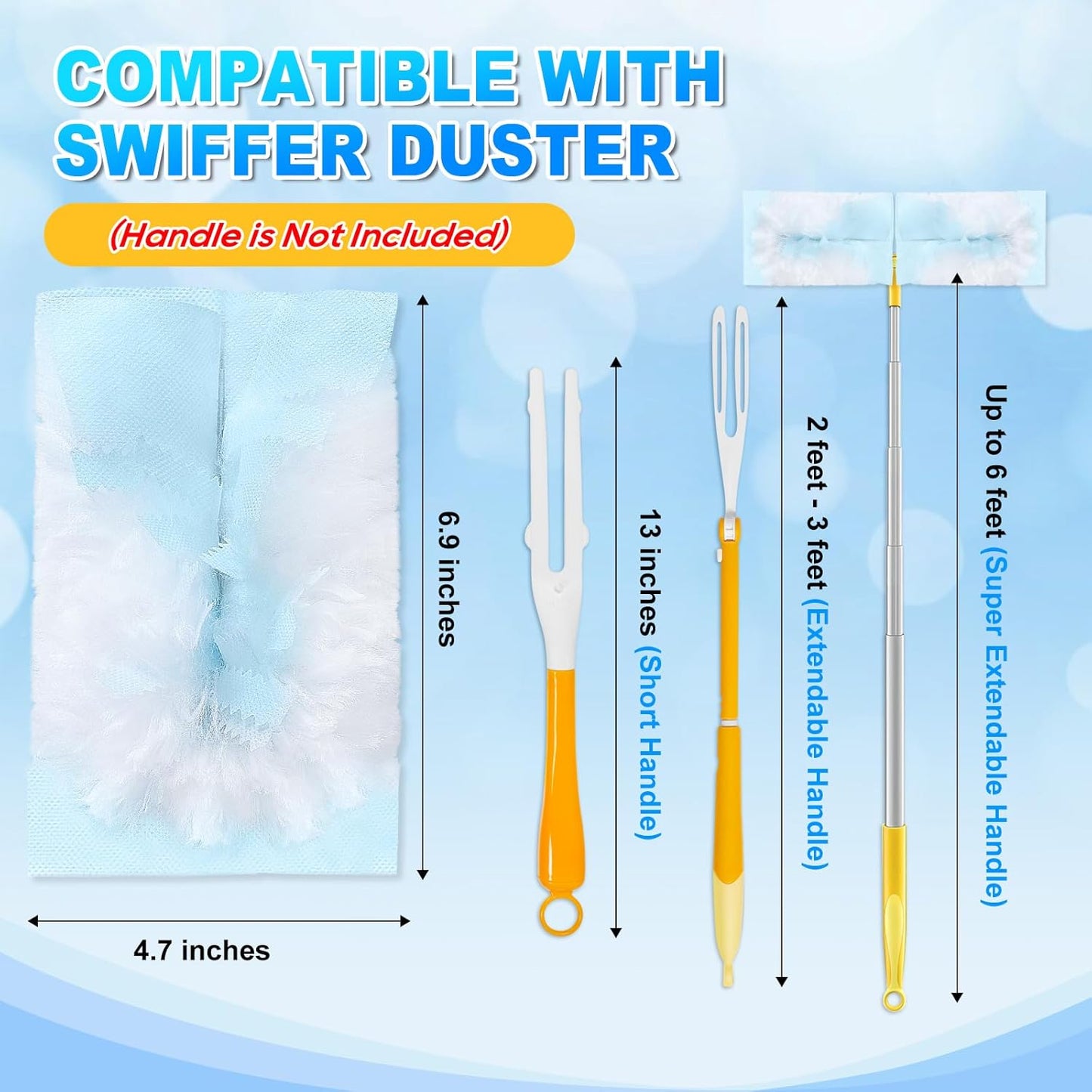 Duster Refill Compatible with Swiffer Hand Duster, Unscented Disposable Heavy Duty Duster Refills, Dusters V1258-DP02-WO-509