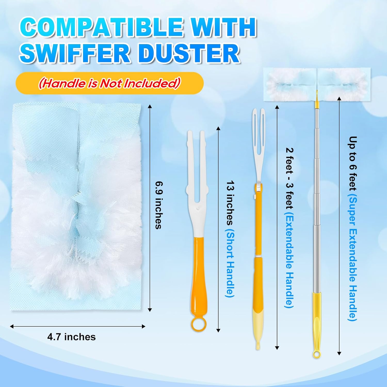 Duster Refill Compatible with Swiffer Hand Duster, Unscented Disposable Heavy Duty Duster Refills, Dusters V1258-DP02-WO-509