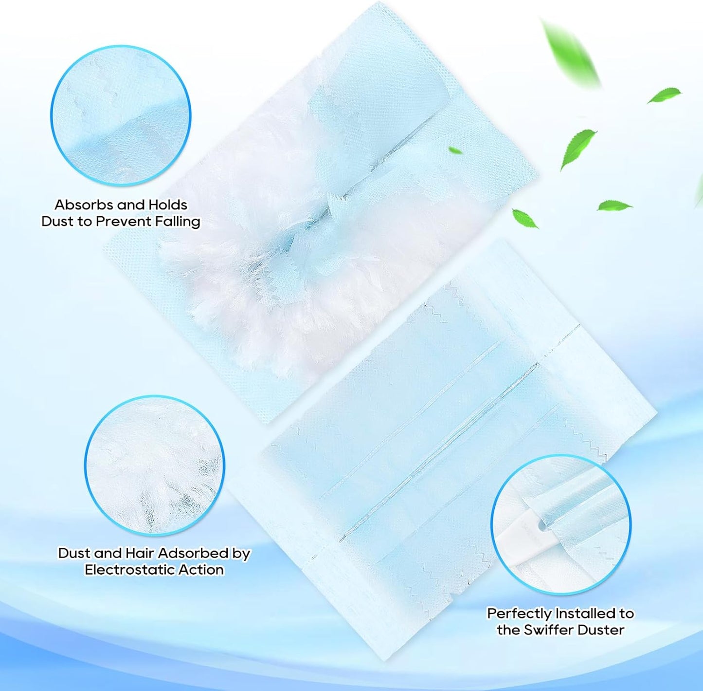 Duster Refill Compatible with Swiffer Hand Duster, Unscented Disposable Heavy Duty Duster Refills, Dusters V1258-DP02-WO-509