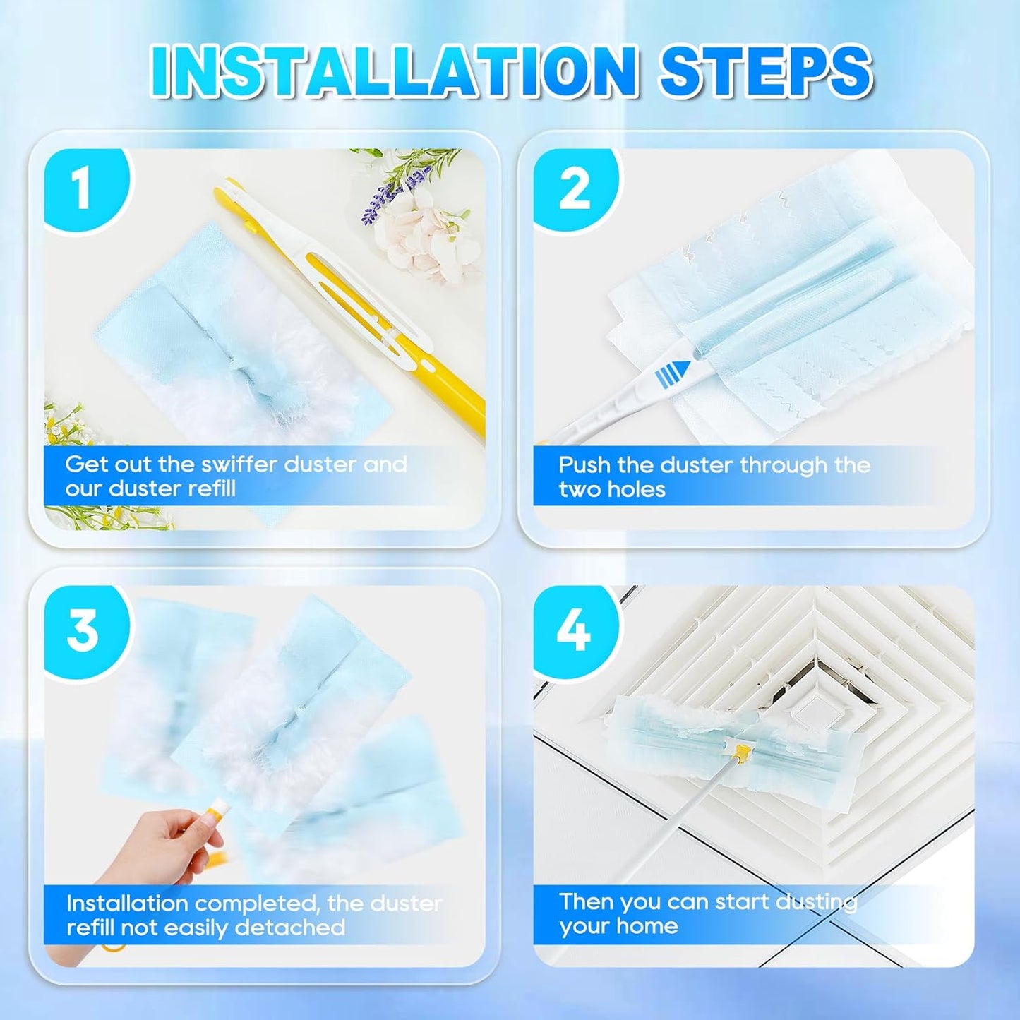 Duster Refill Compatible with Swiffer Hand Duster, Unscented Disposable Heavy Duty Duster Refills, Dusters V1258-DP02-WO-509