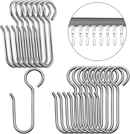 60 Pcs Metal Curtain Track Hooks S Shaped Small Curtain Metal Drape Wire Hooks for Ceiling Drape Track V1258-DP02-WO-510