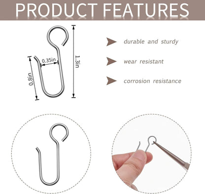 60 Pcs Metal Curtain Track Hooks S Shaped Small Curtain Metal Drape Wire Hooks for Ceiling Drape Track V1258-DP02-WO-510