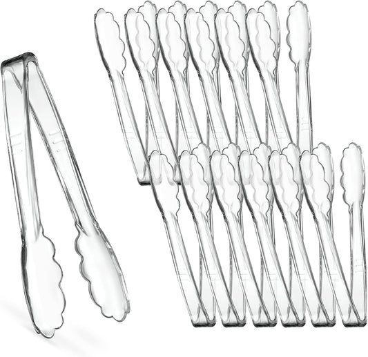 [Clear Tongs 7.5'' Inches] 7.5'' Serving Tongs Heavy Duty Reusable Kitchen and BBQ Clear Serving Tong for V1258-DP02-WO-512