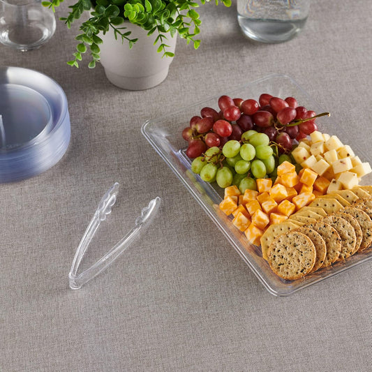 [Clear Tongs 7.5'' Inches] 7.5'' Serving Tongs Heavy Duty Reusable Kitchen and BBQ Clear Serving Tong for V1258-DP02-WO-512