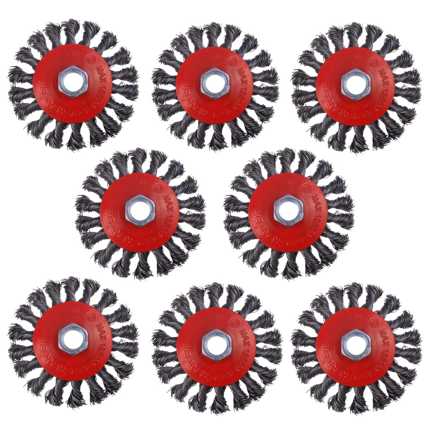 8 Pack 4 Inch Wire Wheels for Angle Grinder, Wire Wheel Brush for 4 1/2 Angle Grinder, Twist Knotted Carbon V1258-DP02-WO-517
