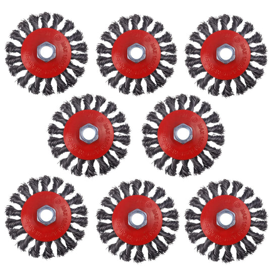 8 Pack 4 Inch Wire Wheels for Angle Grinder, Wire Wheel Brush for 4 1/2 Angle Grinder, Twist Knotted Carbon V1258-DP02-WO-517