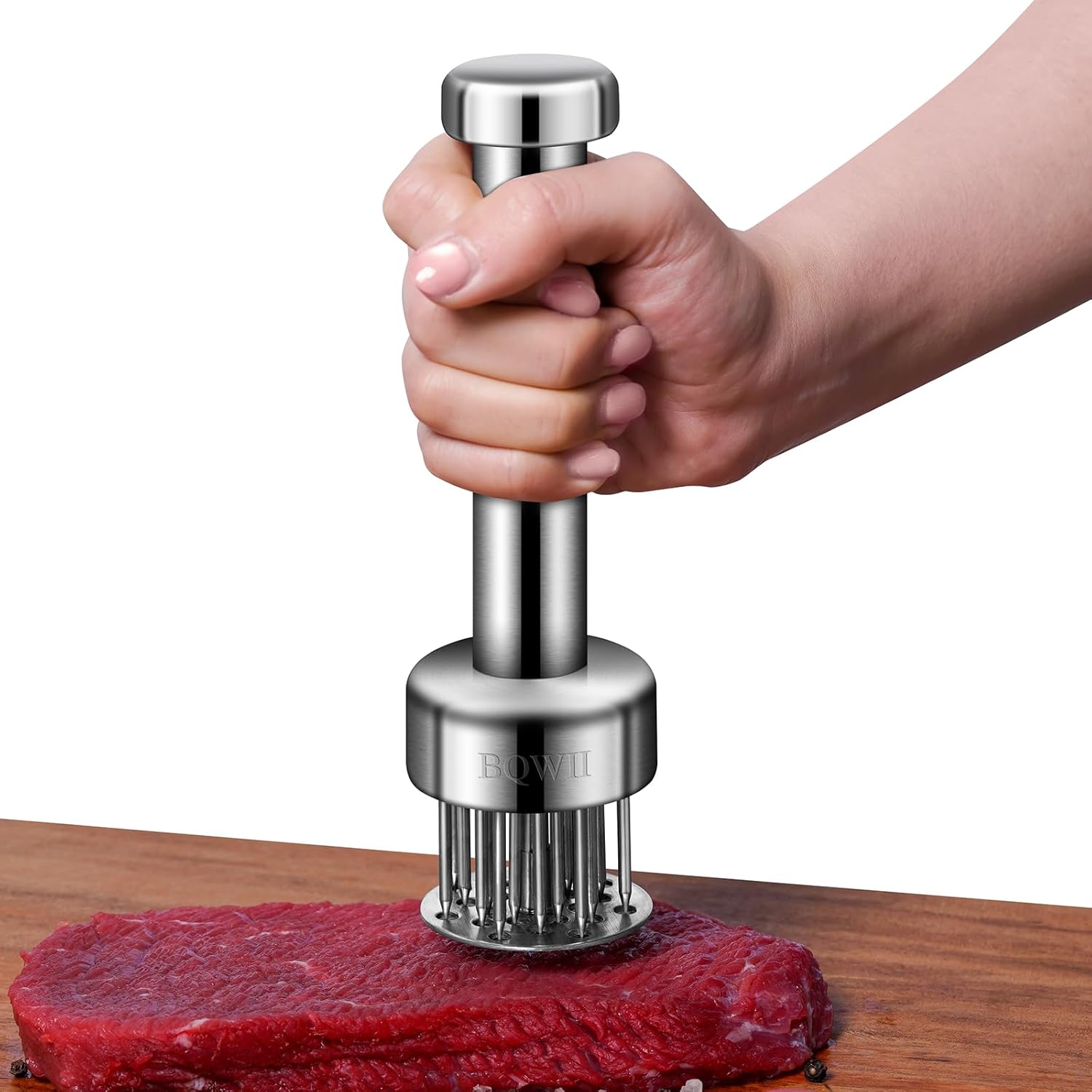 Stainless Steel Meat Tenderizer Tool with 21 Sharp Needles - A Meat Tenderizer Mallet for Chicken and Beef, V1258-DP02-WO-526