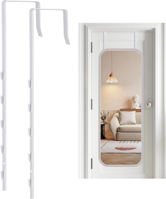 Over-The-Door Mirror Hanger, Adjustable 13.6 in Door Mirrors Hanger with Protective Lining, Prevent V1258-DP02-WO-531
