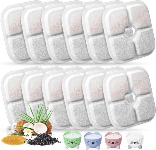 Cat Water Fountain Replacement Filters Fit for 2.5L Fountain with Whiskers Pattern Triple Action Water Pet V1258-DP02-WO-532