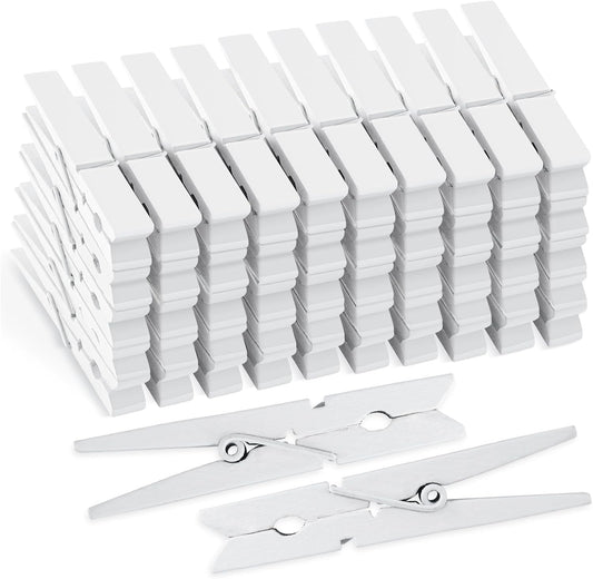 50Pcs White Wooden Clothespins, 2.9 inch Clothes Pins for Crafts, Natural Laundry Hanging Clips, DIY Cheer Pin V1258-DP02-WO-536