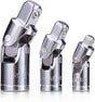 3PCS Universal Joint Socket Set, Chrome Vanadium Steel Swivel Socket Adapter Set, 1/4IN, 3/8IN, 1/2IN Drive V1258-DP02-WO-539