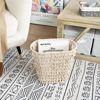Wicker Trash Can, Waterproof Bathroom Trash Can, Wicker Waste Basket for Bathroom, Decorative Boho Waste V1258-DP02-WO-541