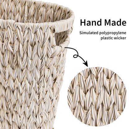 Wicker Trash Can, Waterproof Bathroom Trash Can, Wicker Waste Basket for Bathroom, Decorative Boho Waste V1258-DP02-WO-541
