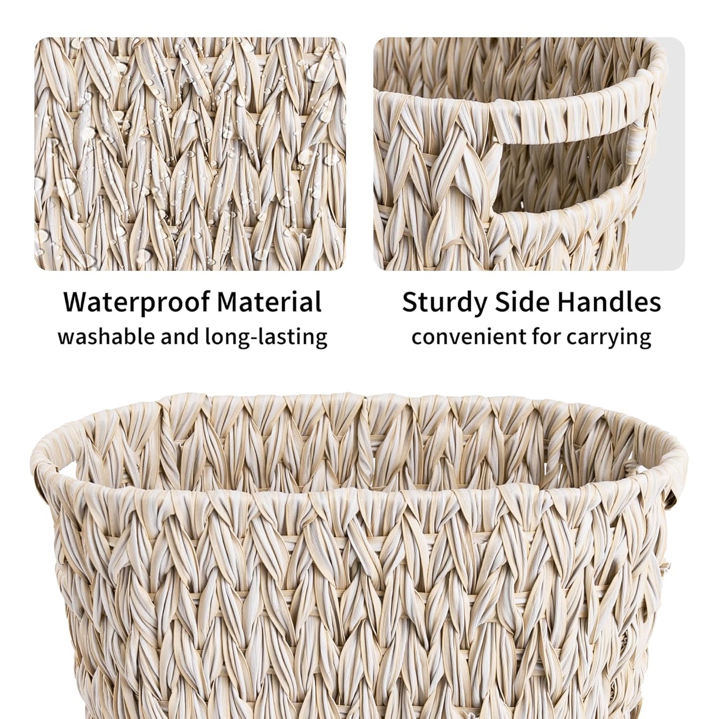 Wicker Trash Can, Waterproof Bathroom Trash Can, Wicker Waste Basket for Bathroom, Decorative Boho Waste V1258-DP02-WO-541