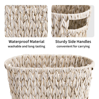 Wicker Trash Can, Waterproof Bathroom Trash Can, Wicker Waste Basket for Bathroom, Decorative Boho Waste V1258-DP02-WO-541