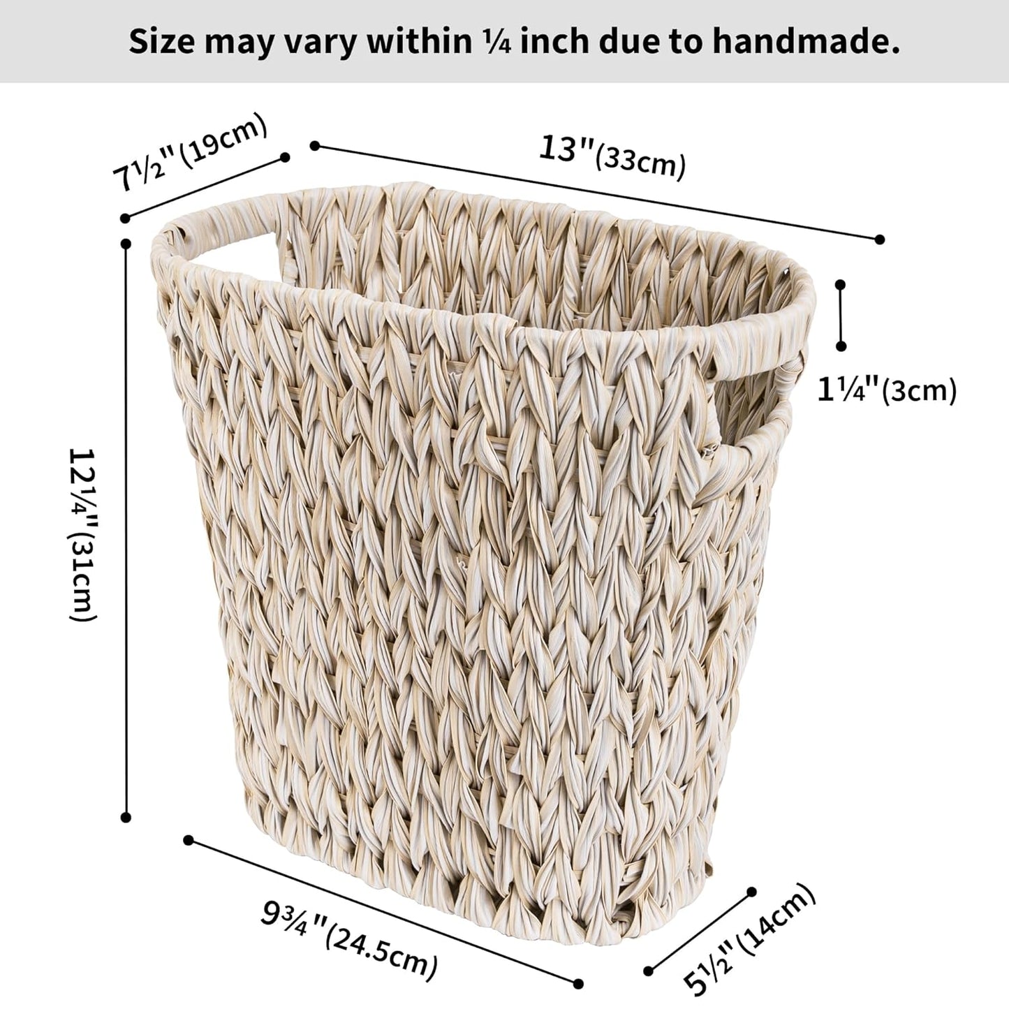 Wicker Trash Can, Waterproof Bathroom Trash Can, Wicker Waste Basket for Bathroom, Decorative Boho Waste V1258-DP02-WO-541
