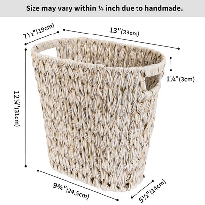 Wicker Trash Can, Waterproof Bathroom Trash Can, Wicker Waste Basket for Bathroom, Decorative Boho Waste V1258-DP02-WO-541