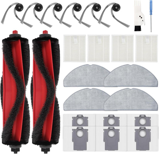 24PCS Replacement Parts Compatible with Q7 M5+/ Q7 M5/Q7 L5/Q7 L5+, 2 Main Brushes, 6 Side Brushes, 4 HEPA V1258-DP02-WO-547